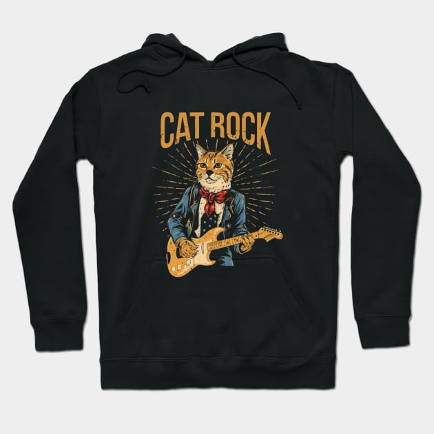 Cat rock Music Hoodie by Aldrvnd